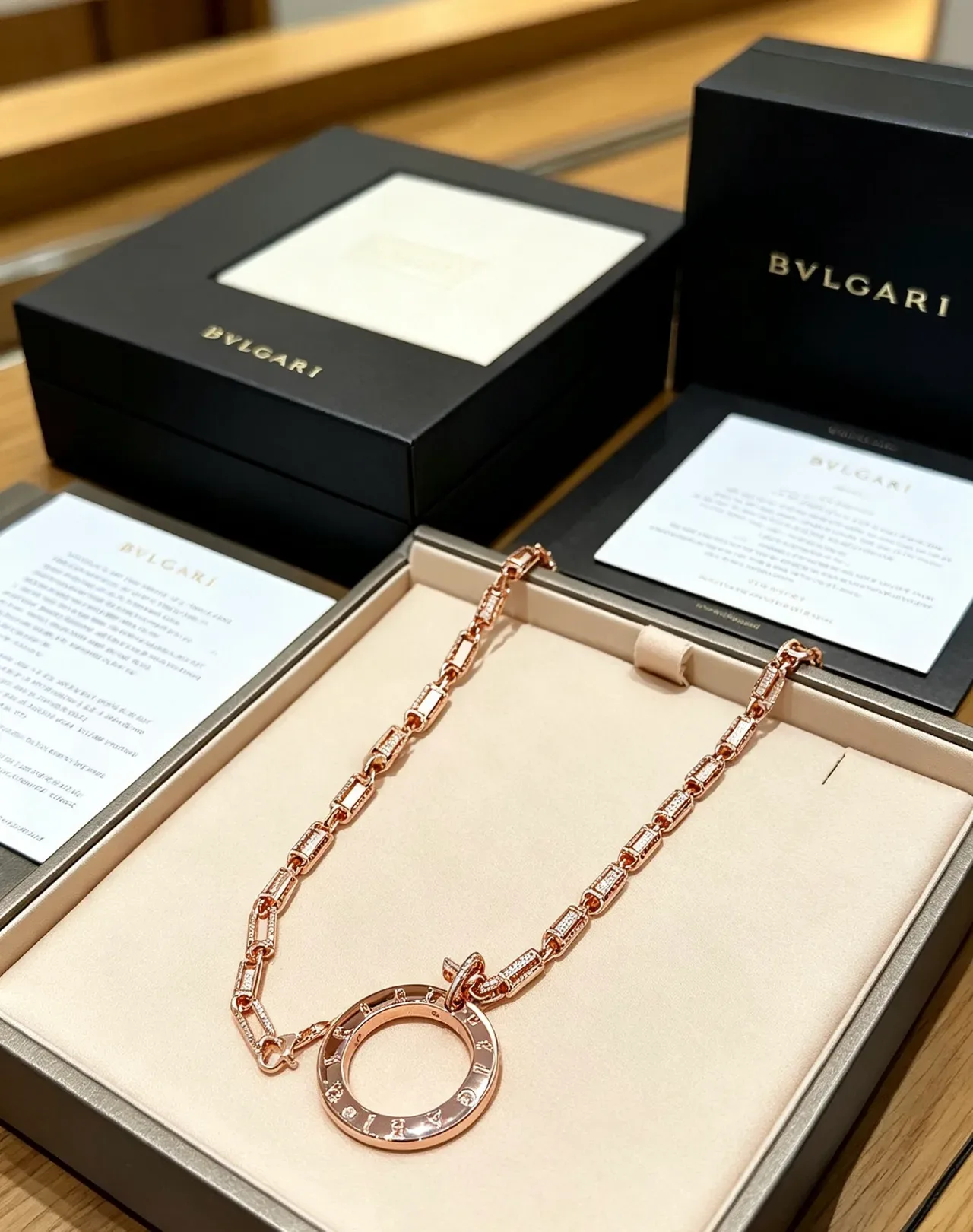 Bvlgari B.zero1 Collier Chaîne Pavé Or Rose 2