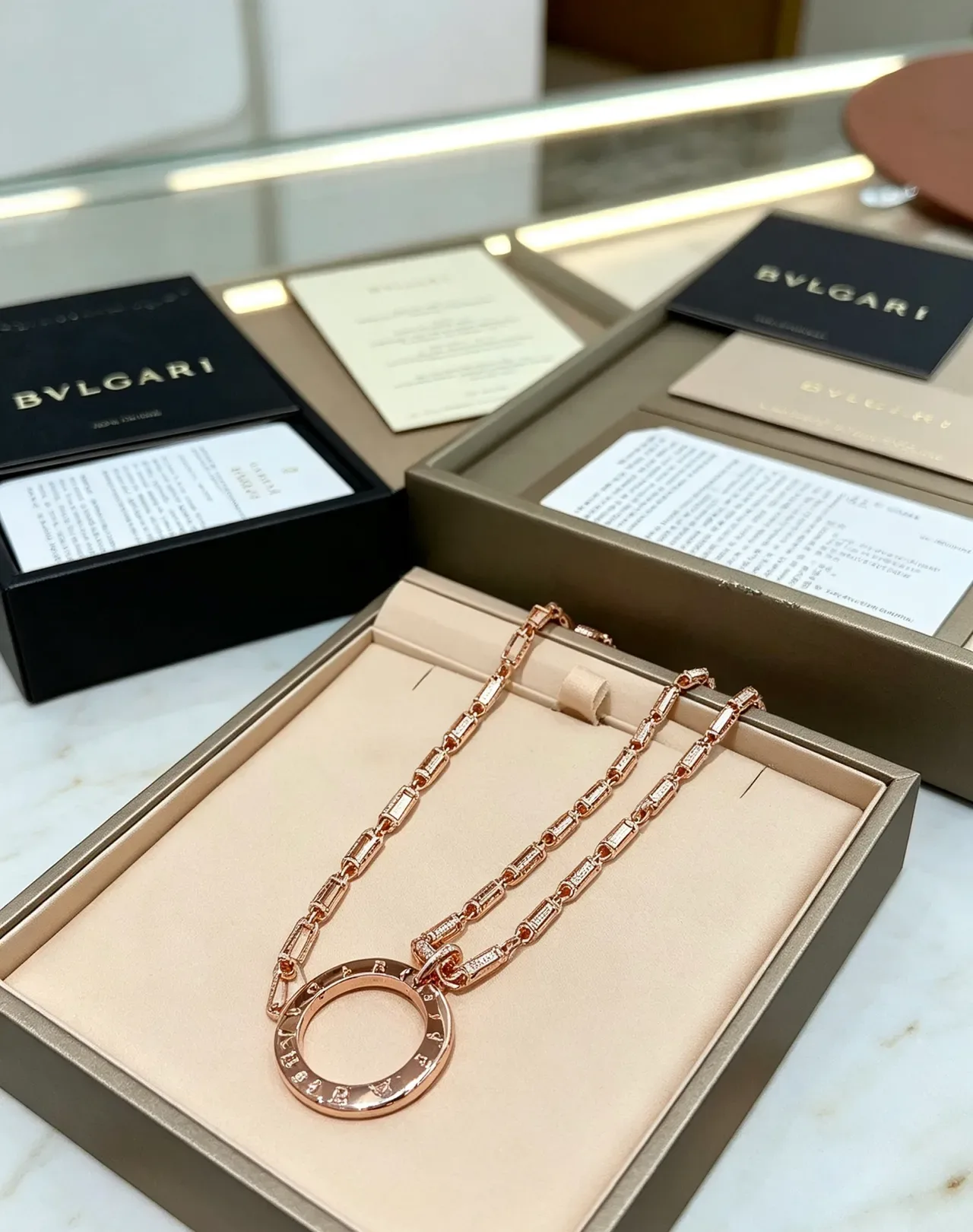 Bvlgari B.zero1 Collier Chaîne Pavé Or Rose 4