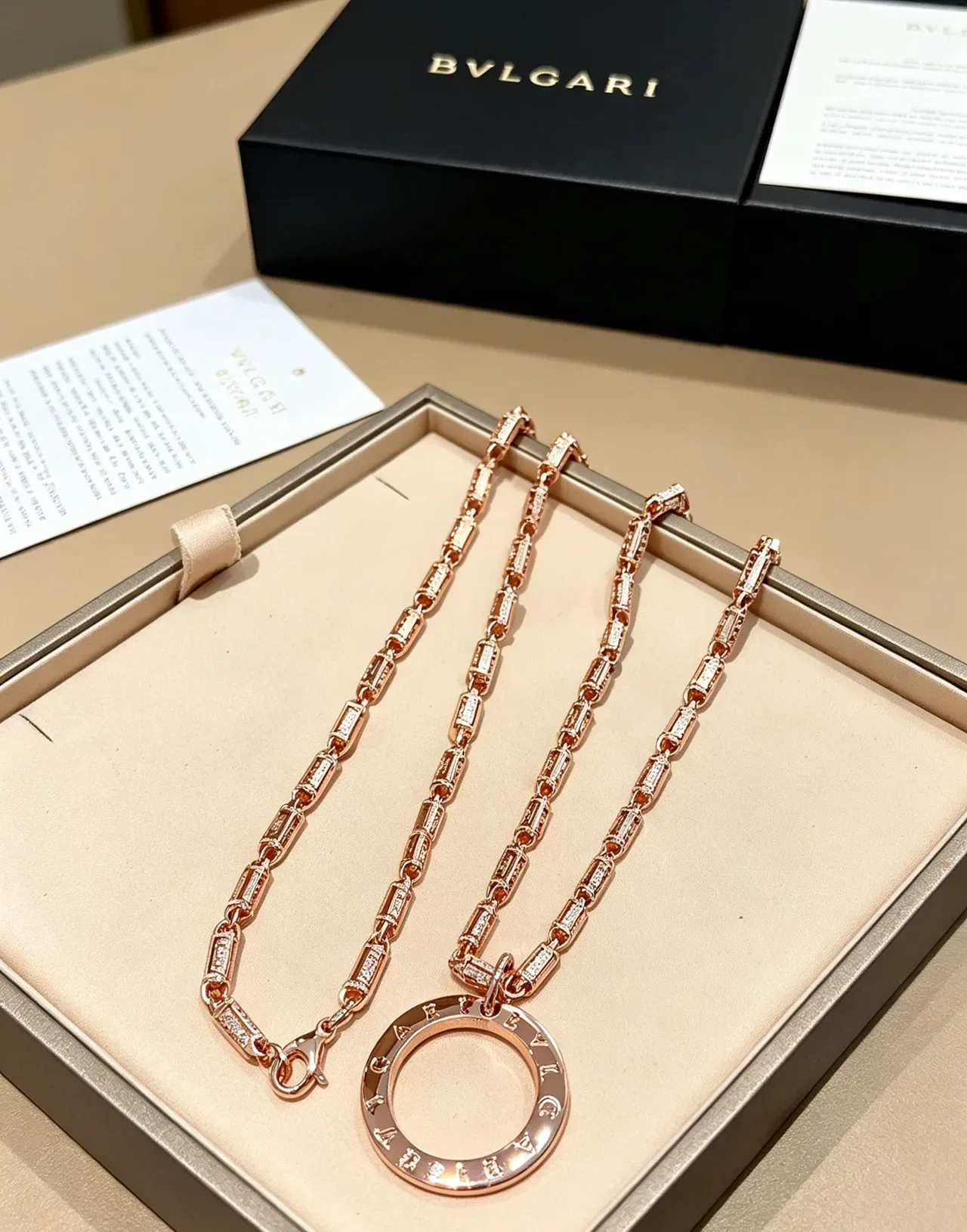 Bvlgari B.zero1 Collier Chaîne Pavé Or Rose 6