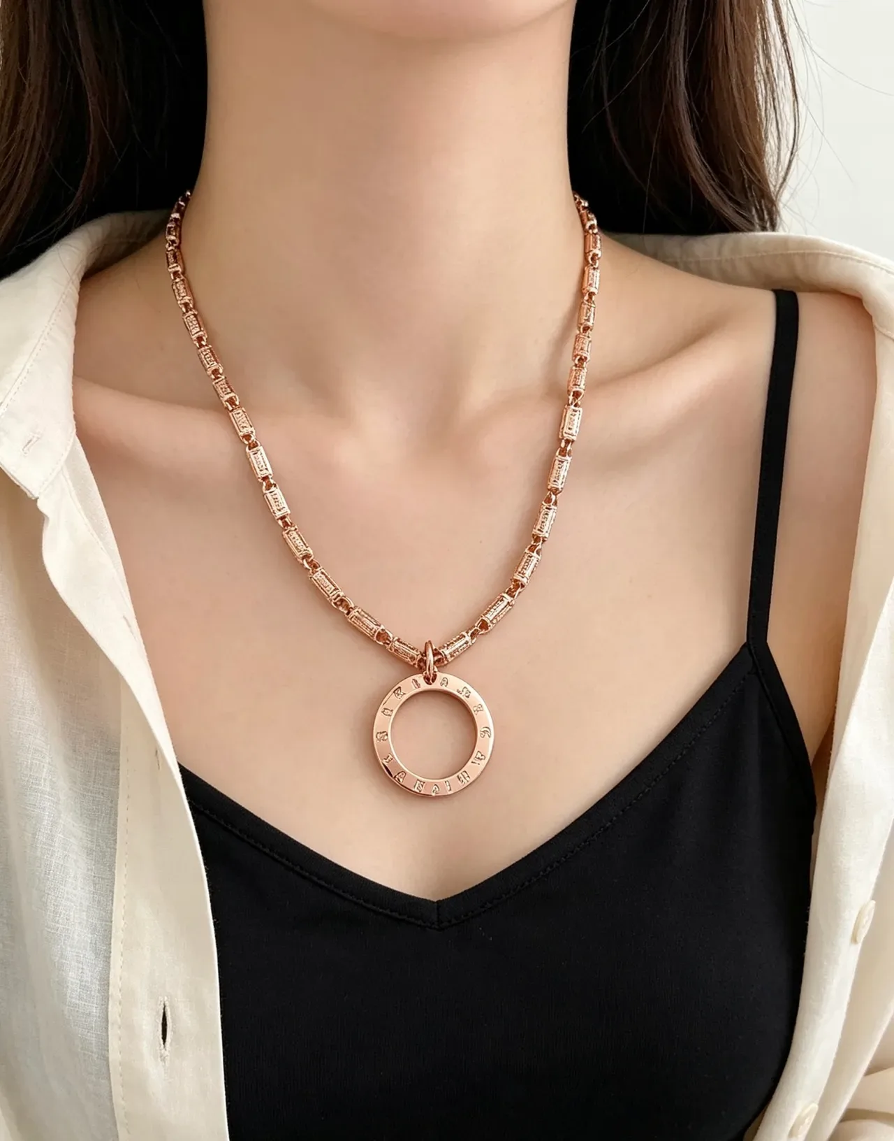 Bvlgari B.zero1 Collier Chaîne Pavé Or Rose 7
