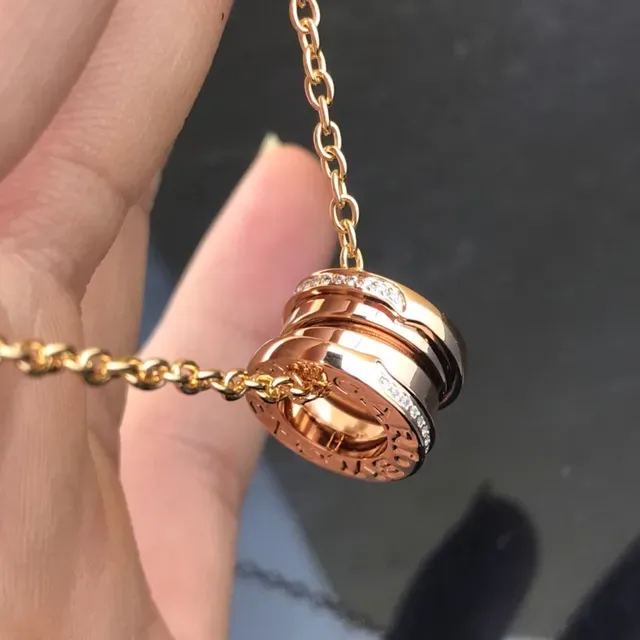 Bvlgari B.zero1 Rose Gold Pavé Diamond Interlocking Rings Necklace 3