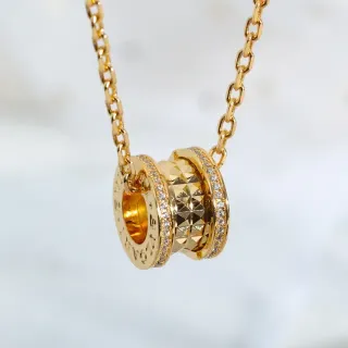 Bvlgari B.zero1 Rotating Triple-Ring Gold and Pavé Necklace