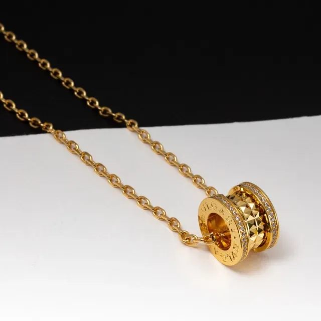 Bvlgari B.zero1 Rotating Triple-Ring Gold and Pavé Necklace 6