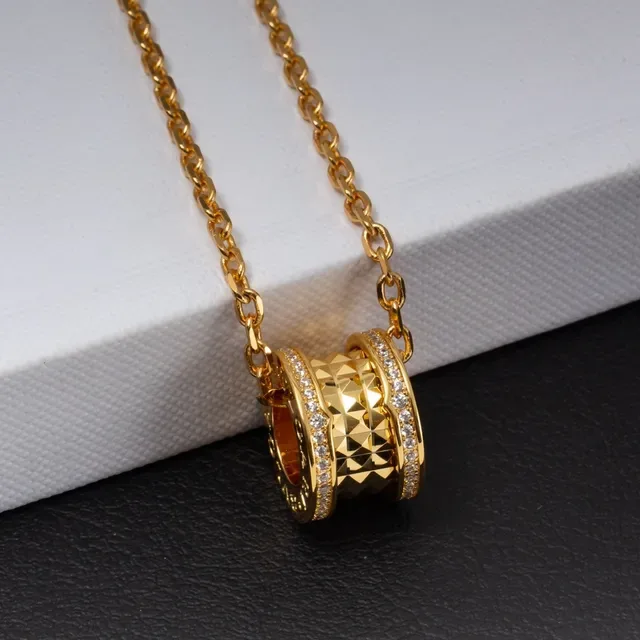 Bvlgari B.zero1 Rotating Triple-Ring Gold and Pavé Necklace 7
