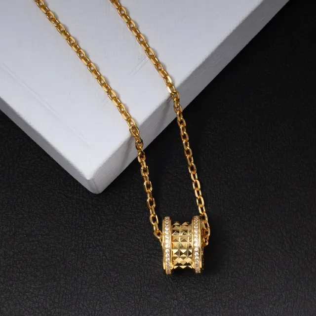 Bvlgari B.zero1 Rotating Triple-Ring Gold and Pavé Necklace 8