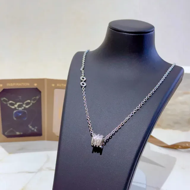 Bvlgari B.zero1 Three-Ring Pavé Diamond Silver Necklace 6