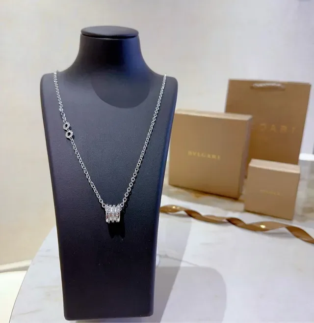 Bvlgari B.zero1 Three-Ring Pavé Diamond Silver Necklace 7