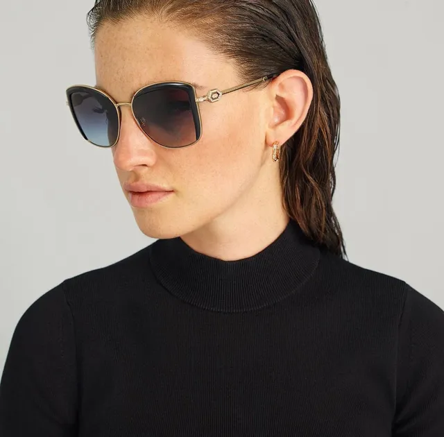 Bvlgari BV6128B Rose Gold Gradient Cat-Eye Squared Sunglasses 4