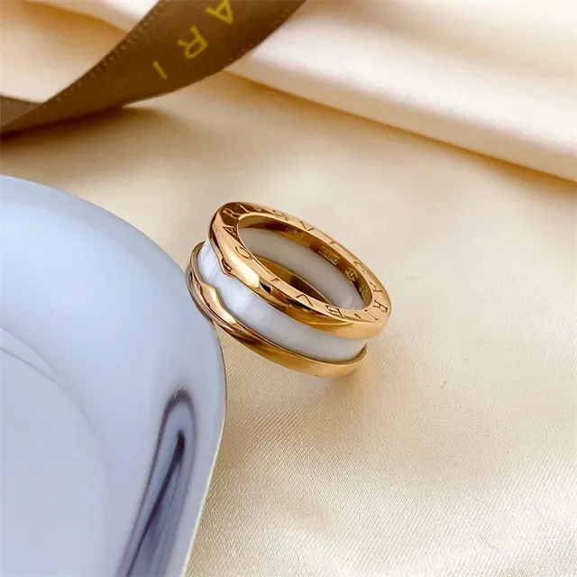 Bvlgari BVLGARI BVLGARI Anel de Cerâmica Dourado e Preto 6