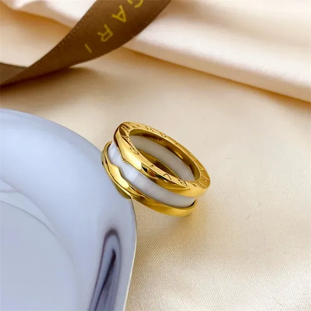 Bvlgari BVLGARI BVLGARI Anel de Cerâmica Dourado e Preto 8