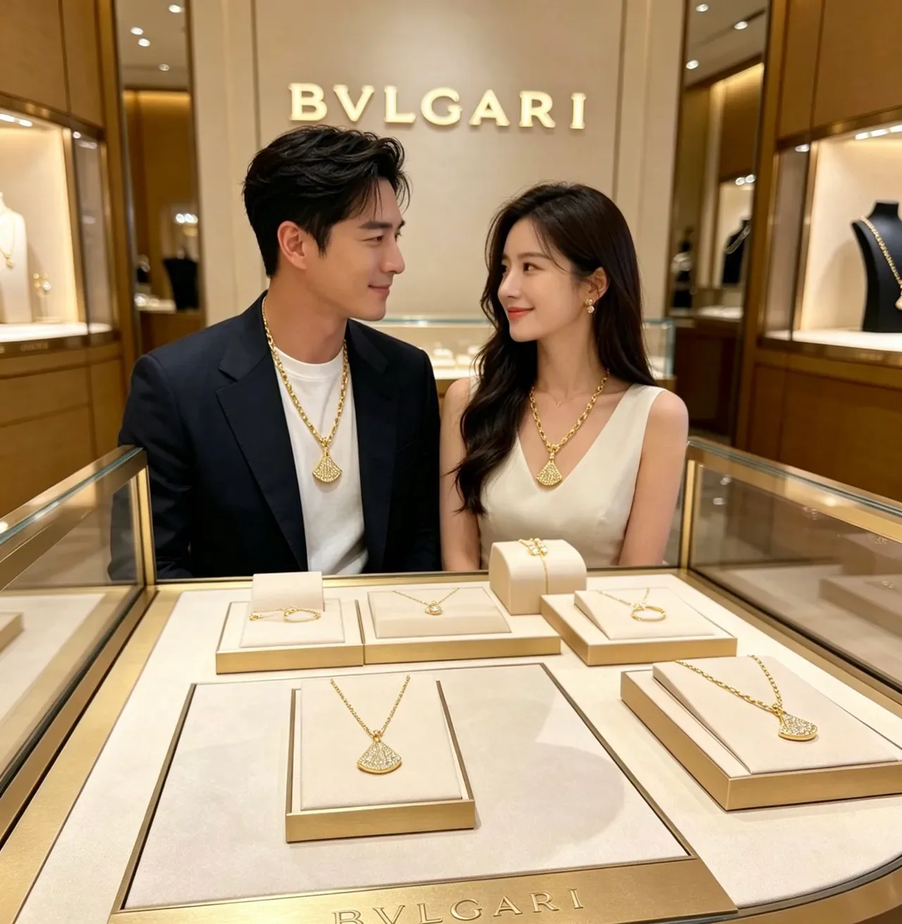 Bvlgari Divas’ Dream Collier pendentif en diamants pavé en or en forme d'éventail 2