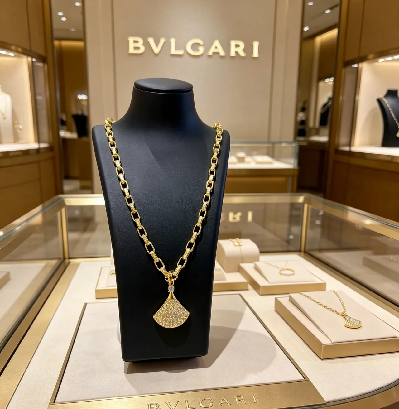 Bvlgari Divas’ Dream Collier pendentif en diamants pavé en or en forme d'éventail 6