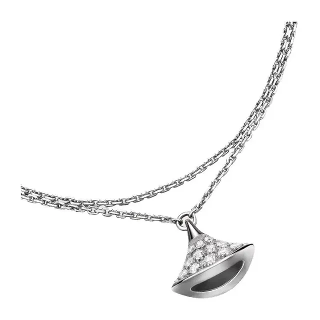 Bvlgari Divas’ Dream Chaîne délicate or argent Pavé-Set pendentif éventail collier 7