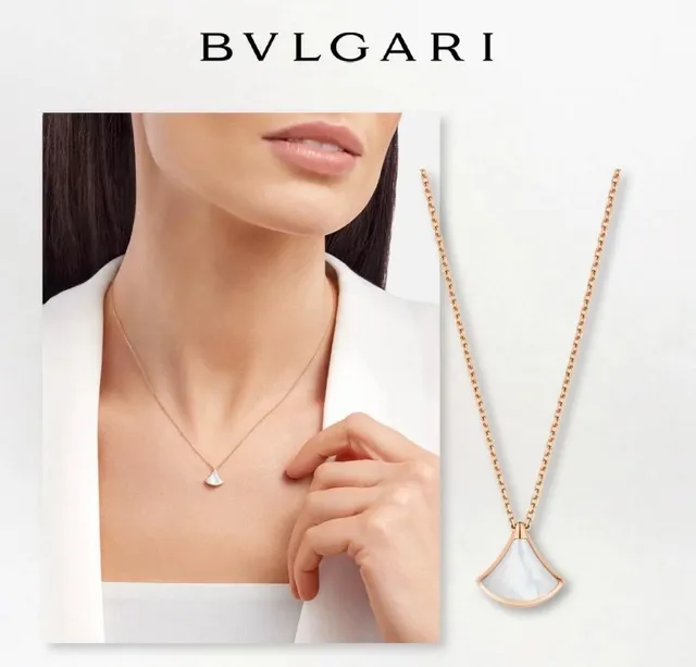 Bvlgari Divas’ Dream corrente de ouro branco pingente em forma de leque colar 9