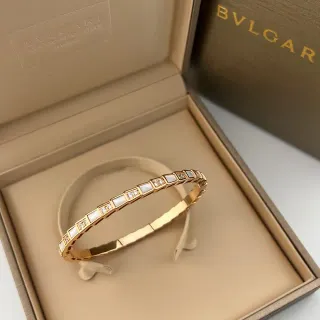 Bvlgari Gold Mother-of-Pearl and Pavé Stone Segment Bracelet