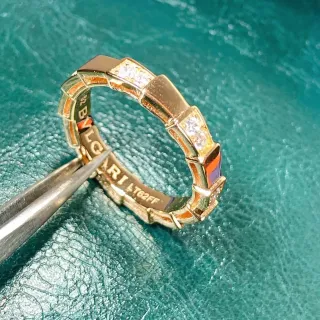 Bvlgari Gold Multicolor Geometric Linked Band Enamel Inlay Ring
