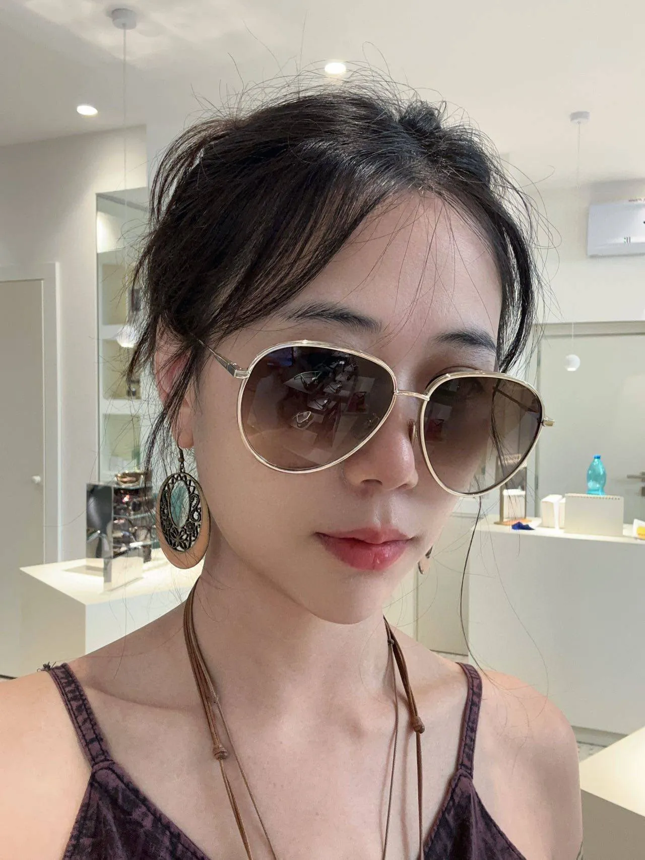 Bvlgari Monture Métal Fin Dorée Rose Lentilles Teintées Rose Lunettes 2