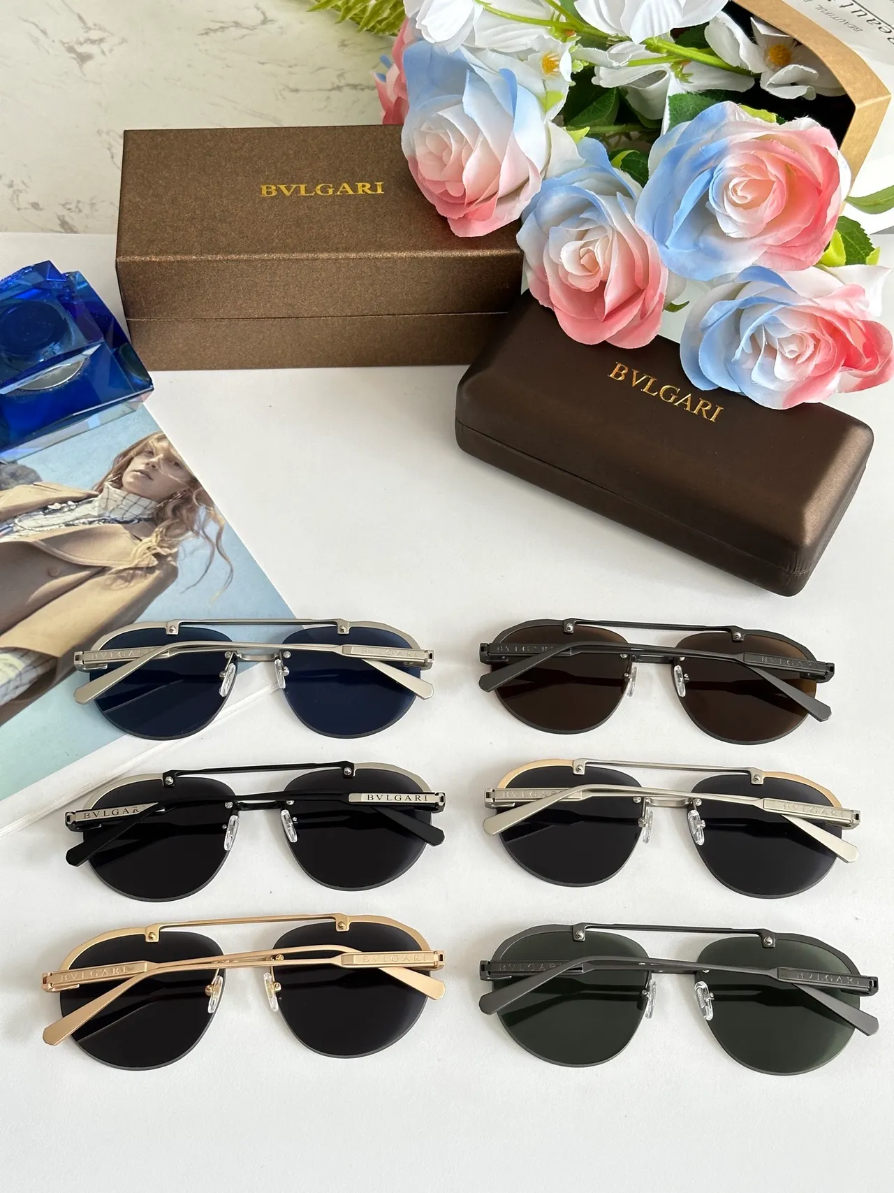 Bvlgari Octo Finissimo Negro Plateado Estilo Aviador Forma Escudo Lentes Gafas de sol 8
