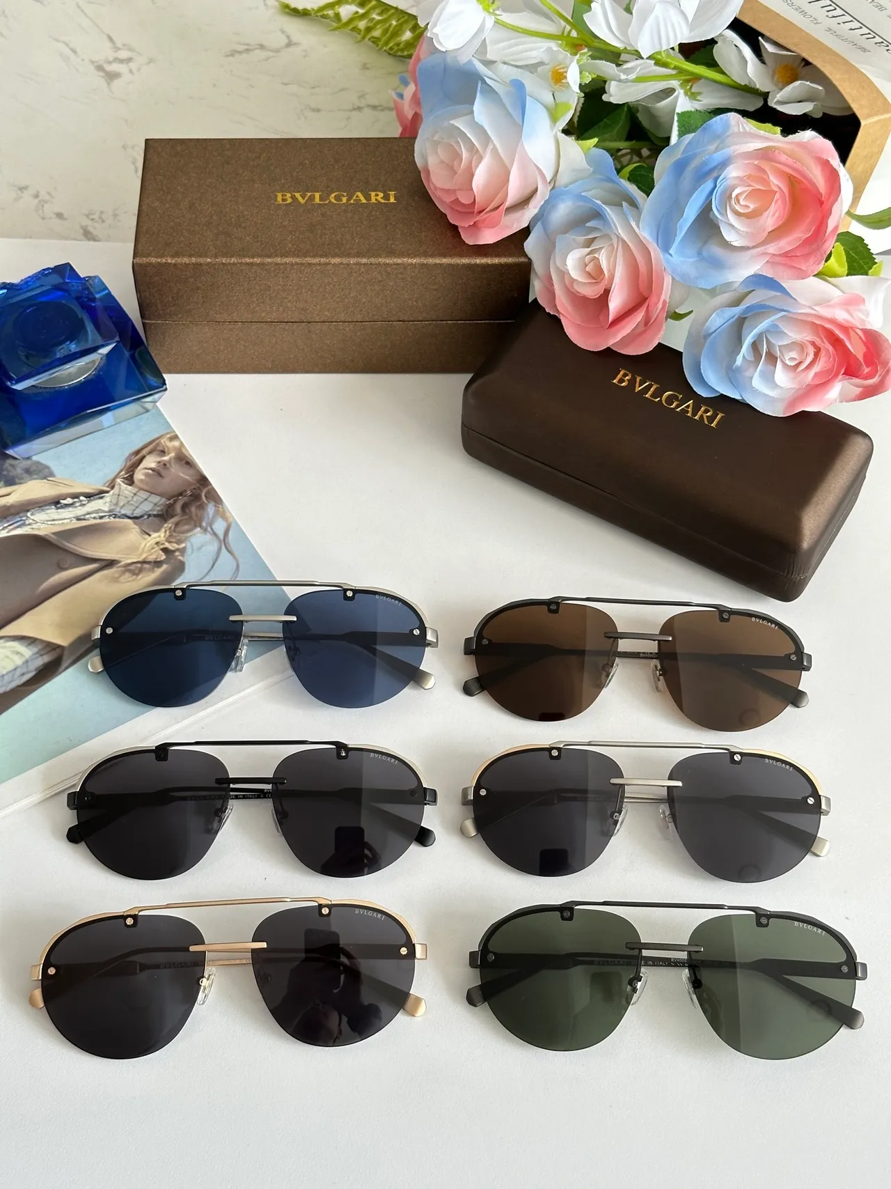 Bvlgari Octo Finissimo Negro Plateado Estilo Aviador Forma Escudo Lentes Gafas de sol 9