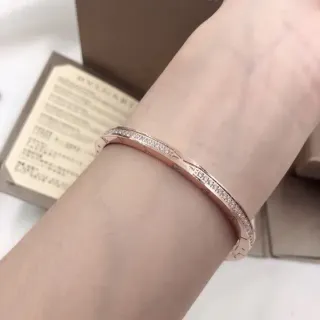 Bvlgari पवे़ क्रिस्टल गुलाबी सोना रिजिड बैंगल ब्रेसलेट