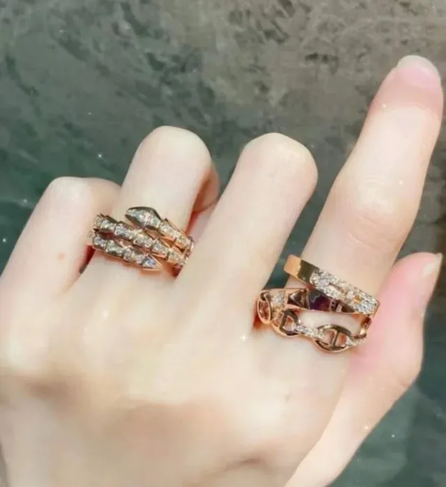 Bvlgari Serpenti Pavé Diamond Coiled Multi-Band Ring 8