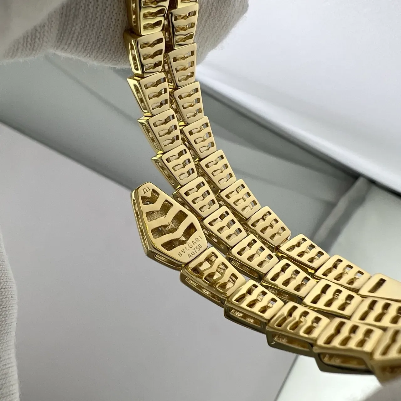 Bvlgari Serpenti Prata Dourado Serpente Enrolada Elos de Escamas Articulados Pulseira 2