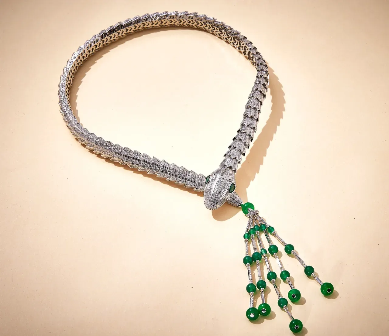Collier Bvlgari Serpenti Argent Motif Serpent Multicolore Monture Diamants Pavé 6
