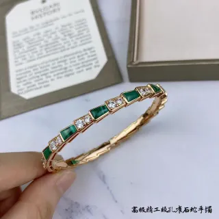 Bvlgari Serpenti Viper ম্যালাকাইট এবং ডায়মন্ড গোল্ড-টোন হিঞ্জড ব্রেসলেট