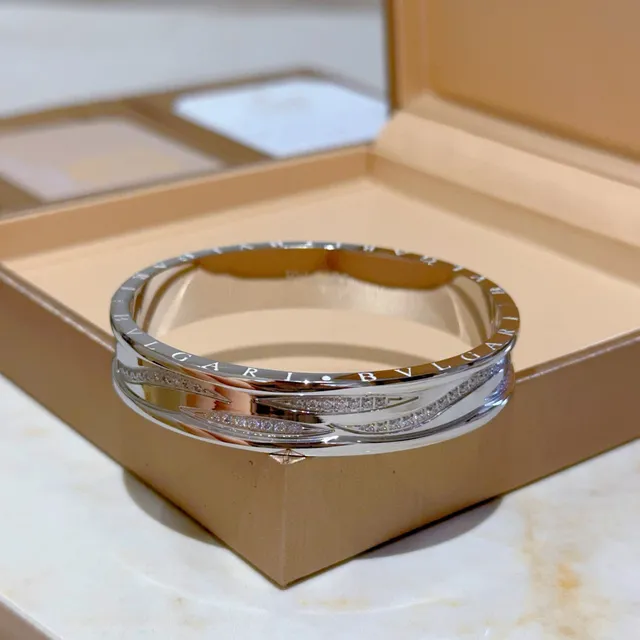 Bvlgari Silver Transparent Double-Band Twisted Wave Motif Bracelet 9