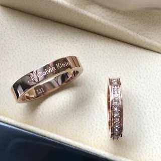 Calvin Klein Engraved Rose Gold and Pavé Stone Rings