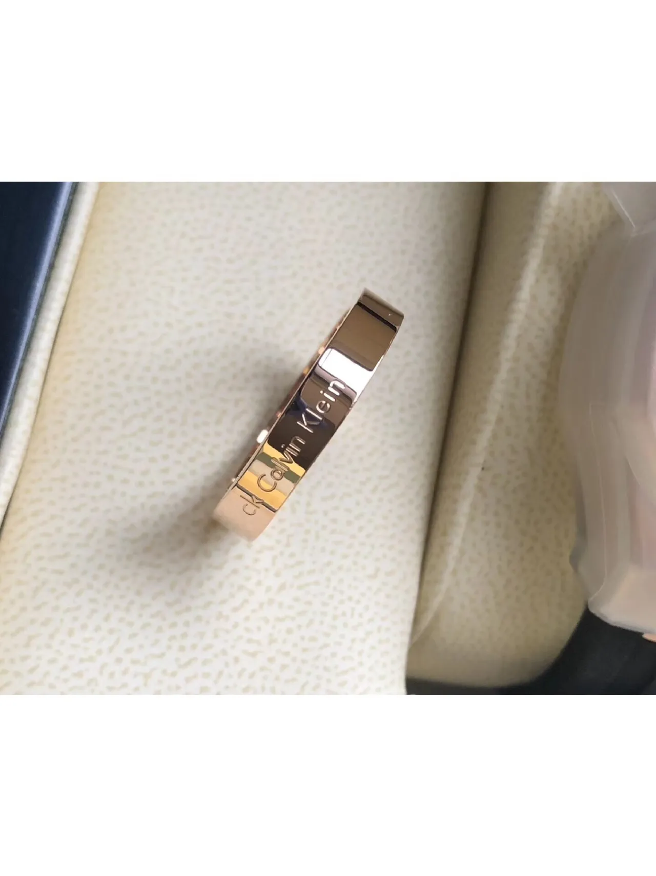 Calvin Klein Engraved Rose Gold and Pavé Stone Rings 4