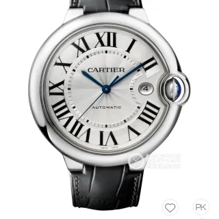 Cartier Ballon Bleu Silver Black Cushion-Shaped Case Blue Sapphire Cabochon Crown Mechanical Watch