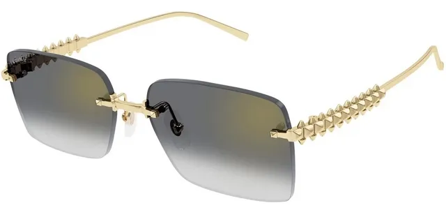 Cartier Clash de Cartier Dourados com picos nos tempos retangulares óculos de sol 3