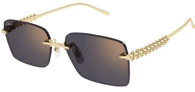 Cartier Clash de Cartier Dourados com picos nos tempos retangulares óculos de sol 4