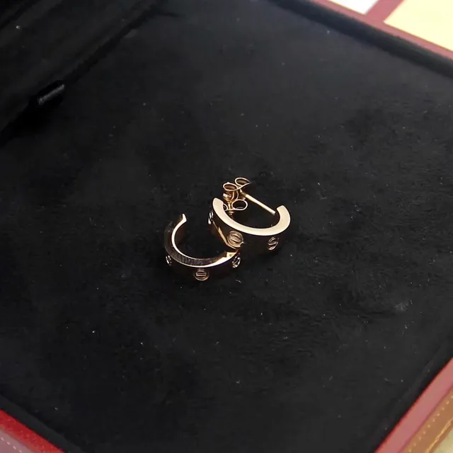 Cartier সোনা রুপো চাঁদাকার হুপ ইয়াররিংস স্ক্রু-ব্যাক ক্লোজার 3