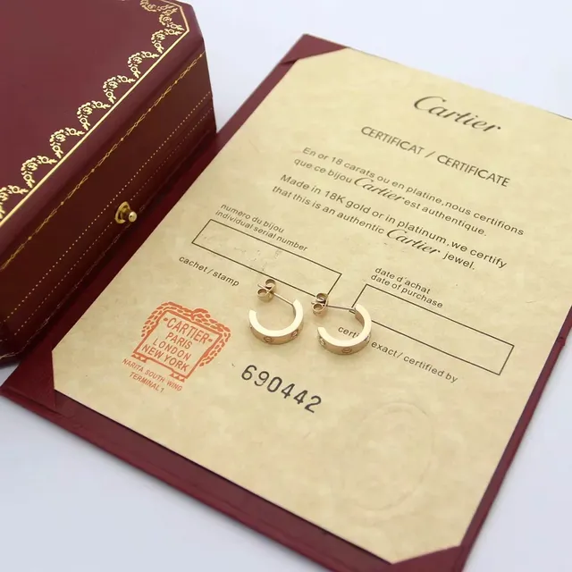 Cartier সোনা রুপো চাঁদাকার হুপ ইয়াররিংস স্ক্রু-ব্যাক ক্লোজার 4