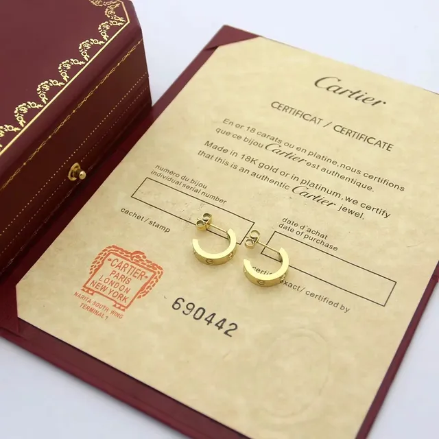 Cartier সোনা রুপো চাঁদাকার হুপ ইয়াররিংস স্ক্রু-ব্যাক ক্লোজার 5