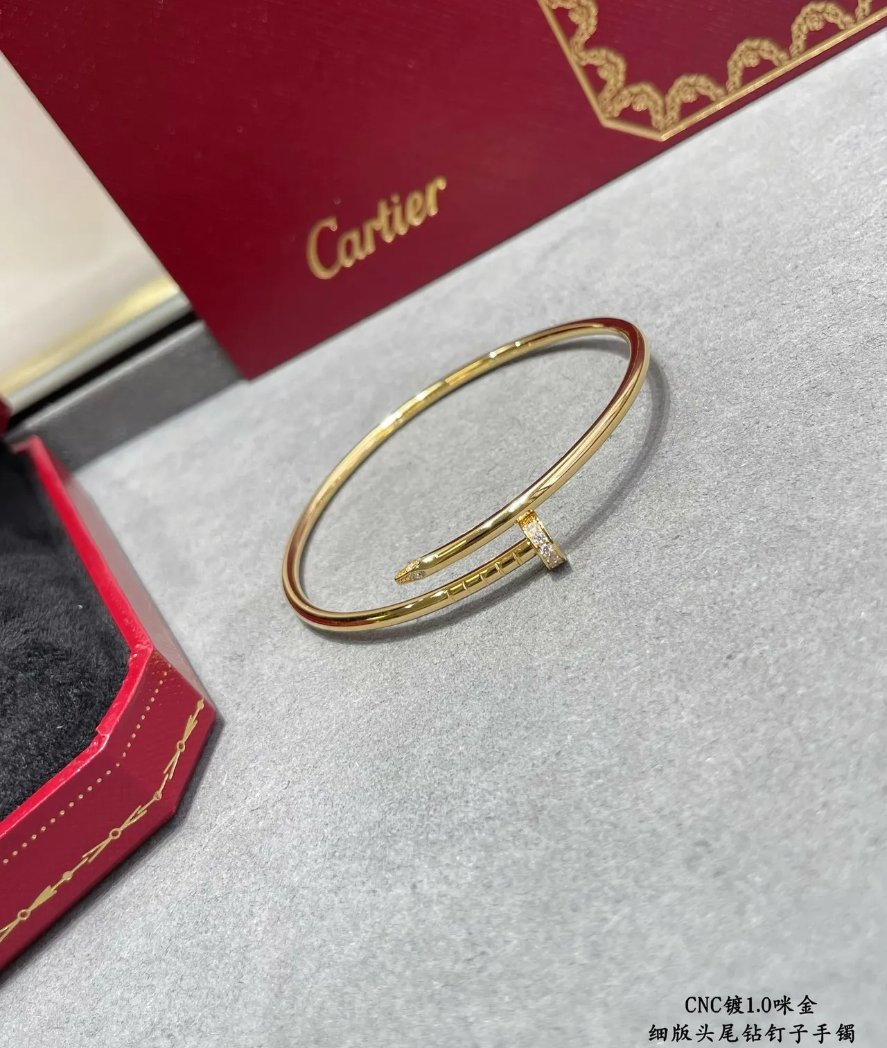 Cartier Juste un Clou Ouro e Prata Motivo de cabeça de prego Pavé-Set Diamantes Bracelete 6
