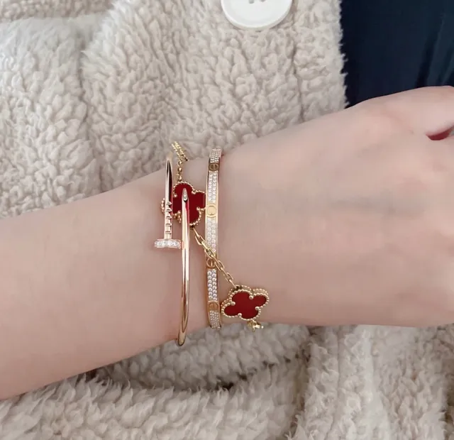 Cartier Juste un Clou Ouro e Prata Motivo de cabeça de prego Pavé-Set Diamantes Bracelete 9