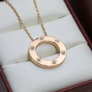 Cartier Juste un Clou ذهب فضة دائرية مفتوحة ستة حجر bezels قلادة