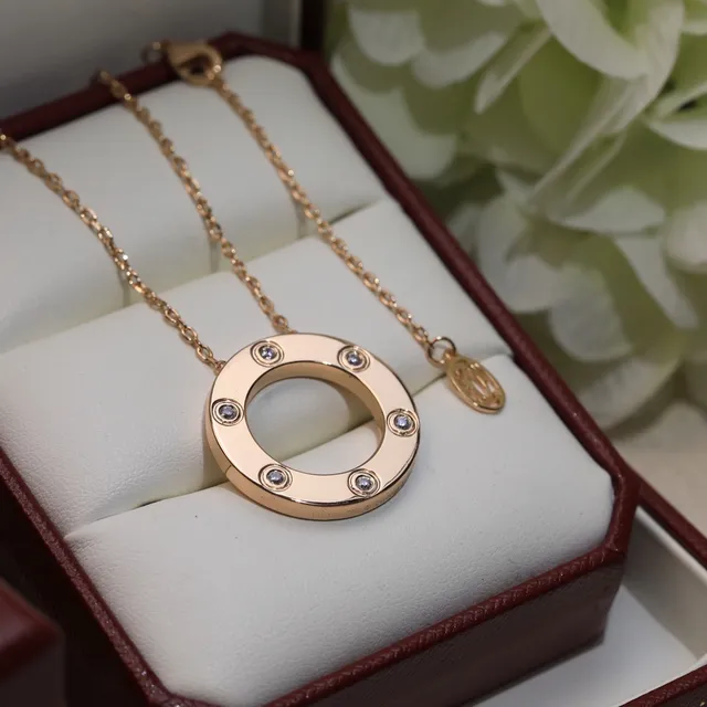 Cartier Juste un Clou Ouro Prata Aro Circular Aberto Seis Pedras Bezel-Set Colar 4