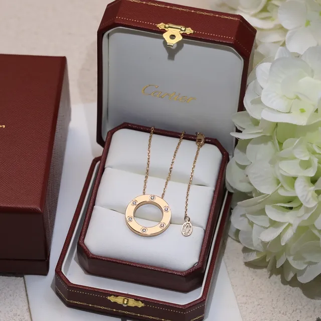 Cartier Juste un Clou Ouro Prata Aro Circular Aberto Seis Pedras Bezel-Set Colar 5