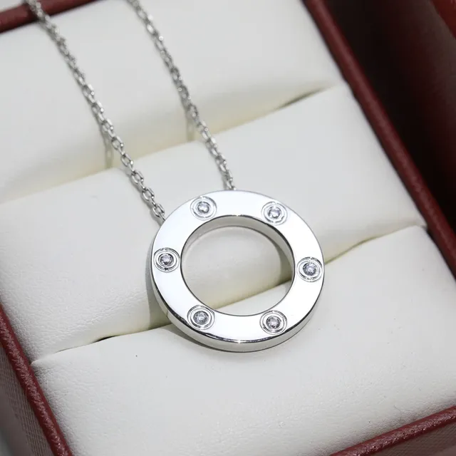 Cartier Juste un Clou Ouro Prata Aro Circular Aberto Seis Pedras Bezel-Set Colar 9
