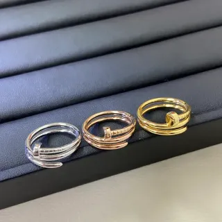 Cartier Juste un Clou Silver Gold Double-Band Nail-Motif Ring