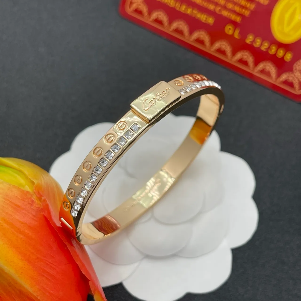 Bracelet Cartier Love or transparent pavé de cristal 6