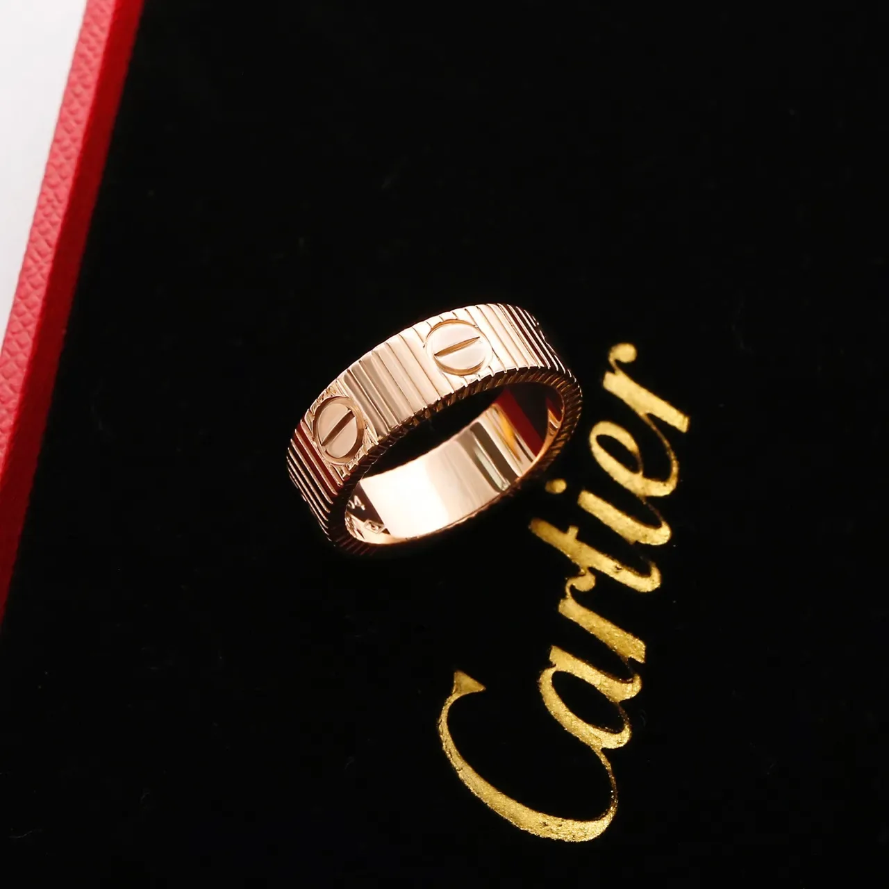Bague Cartier Love Argent et Or Rose Motif Vis Filetée 6