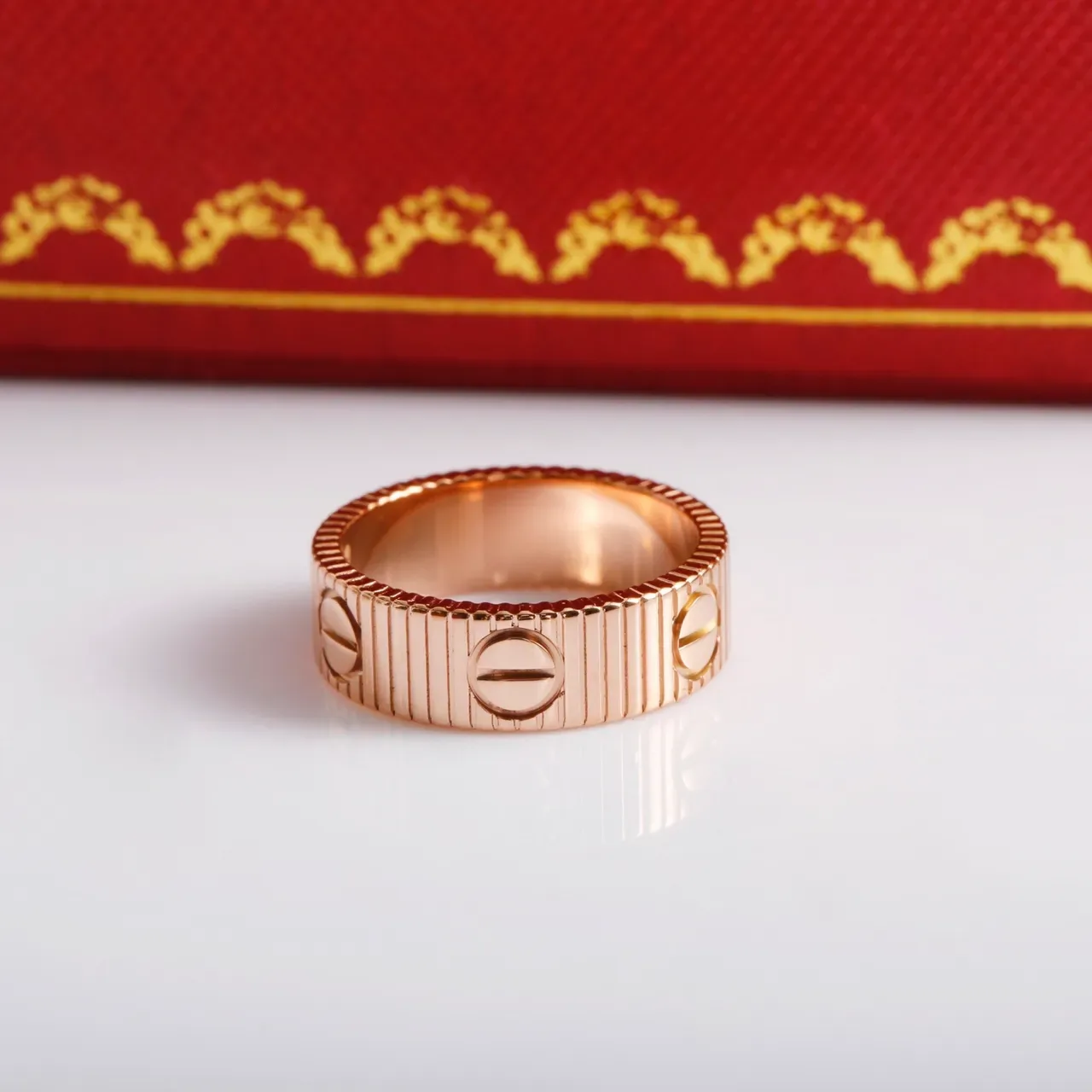 Bague Cartier Love Argent et Or Rose Motif Vis Filetée 7