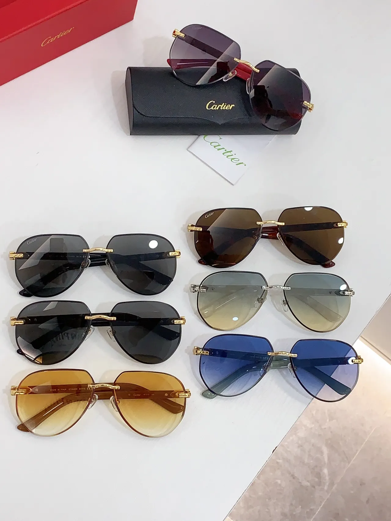 Cartier Panthère de Cartier Óculos de sol de acetato verde com lente gradient 2