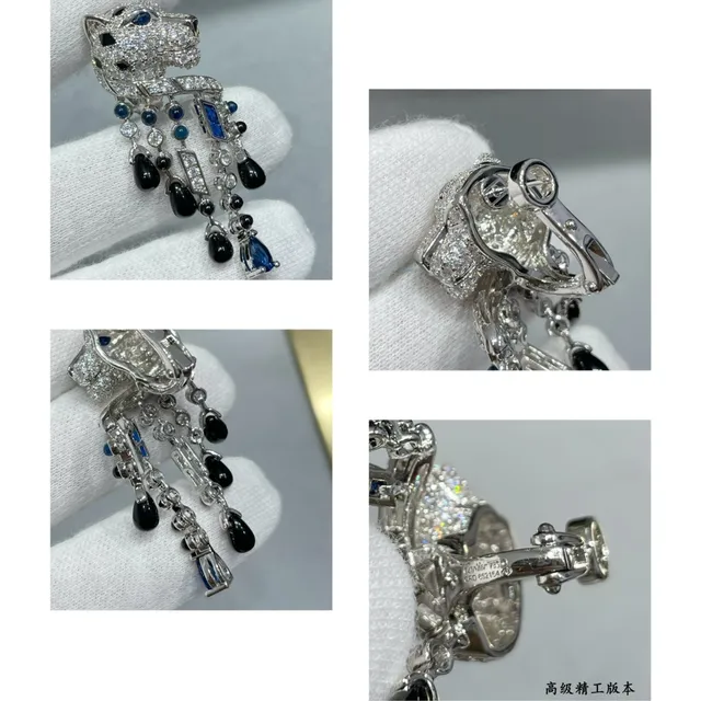 Cartier Panthère de Cartier رأس النمر Pavé الماس والأحجار الكريمة أقراط 2