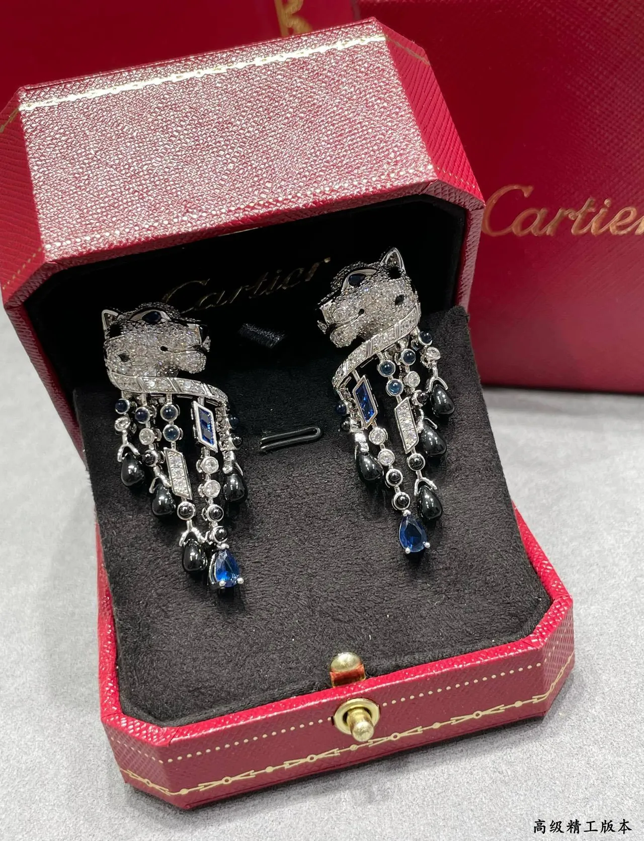 Cartier Panthère de Cartier رأس النمر Pavé الماس والأحجار الكريمة أقراط 5